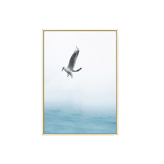 Blue Sea And Sky Nordic Landscape Canvas Painting Free Seagull Waves Beach Art Poster Living Room Decor Seabirds Wall