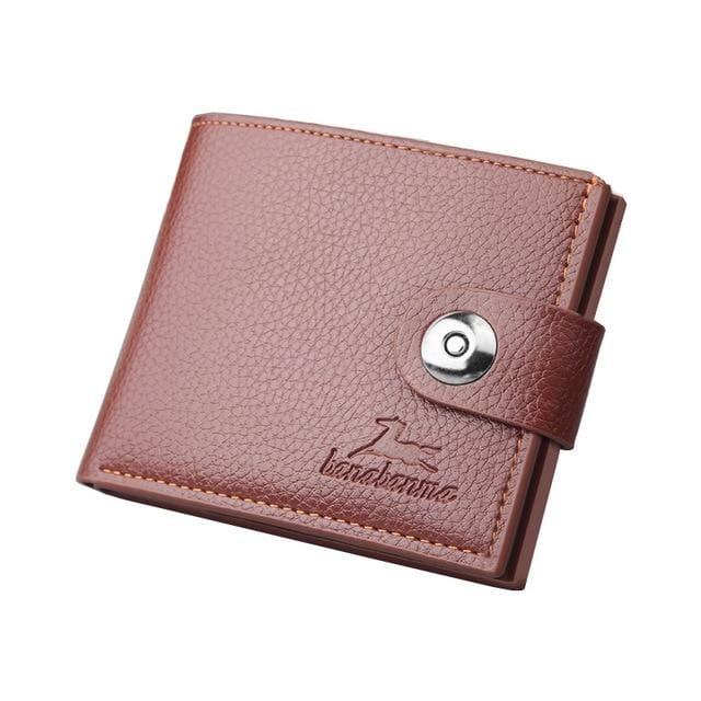 Men's wallet Short horizontal NEW wallets men British casual multi-function card bag Magnetic buckle Retro triangle folding 644