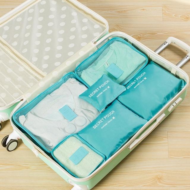 6PCS/Set High Quality Oxford Cloth Travel Luggage Organizer Bag Women Men Packing Cube for Clothing Wardrobe Suitcase Tidy Pouch