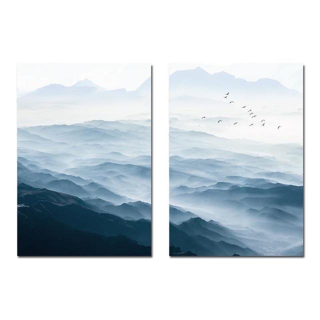 Foggy Mountain Landscape Wall Art Canvas Posters Nordic Style Prints Paintings Wall Picture for Living Room Home Decor