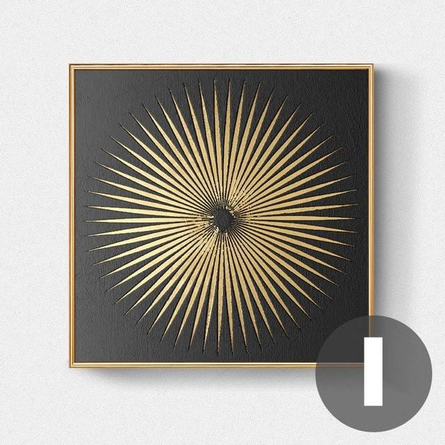 Abstract Gold Black White Modern Square Texture Canvas Painting Posters And Prints Home Decor Wall Art Pictures For Living Room