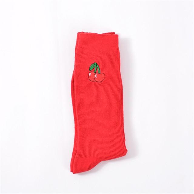 Funny Socks Cotton Cute Fruit Print Women's Socks Meias Retro Embroidery Long Colorful Funny Socks Women Girls Multicolor Sock