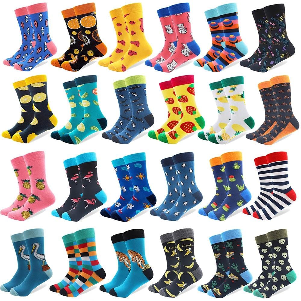 1 Pair Funny Combed Cotton Brand Men's Crew Socks Novelty Tiger Koala Kangaroo Pattern Colorful Dress Causal Wedding Socks