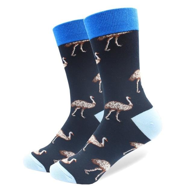 1 Pair Funny Combed Cotton Brand Men's Crew Socks Novelty Tiger Koala Kangaroo Pattern Colorful Dress Causal Wedding Socks