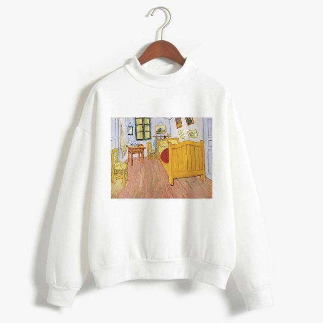 Kpop Fashion Hoodies Van Gogh Art Oil Paint Harajuku Michelangelo Ulzzang Vintage Long Sleeve Hoody Ladies Oversized Sweatshirt