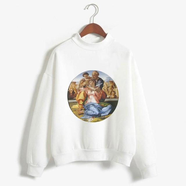 Kpop Fashion Hoodies Van Gogh Art Oil Paint Harajuku Michelangelo Ulzzang Vintage Long Sleeve Hoody Ladies Oversized Sweatshirt