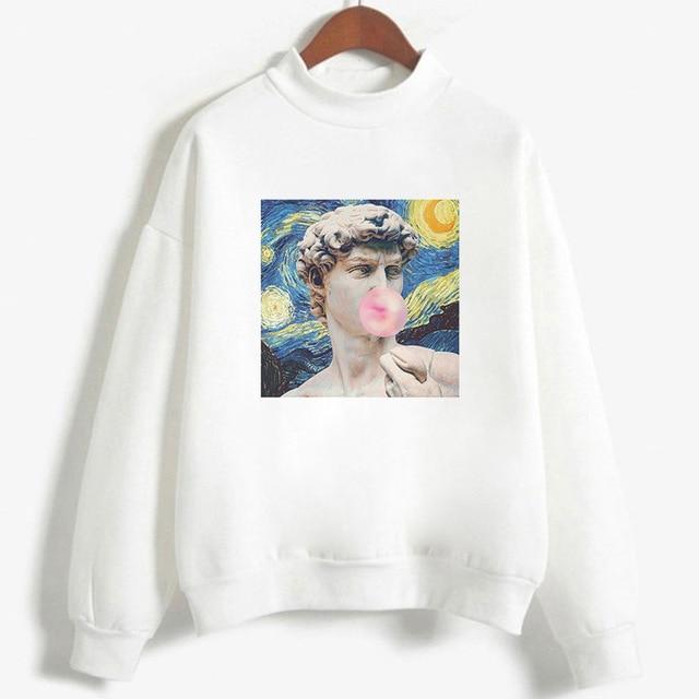 Kpop Fashion Hoodies Van Gogh Art Oil Paint Harajuku Michelangelo Ulzzang Vintage Long Sleeve Hoody Ladies Oversized Sweatshirt