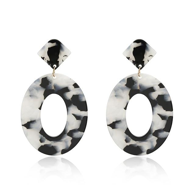 Acrylic Earrings 2019 Big Statement Earrings for Women Resin Oval Square Geometric Drop Dangle Earrings Bohemian Jewelry Gift