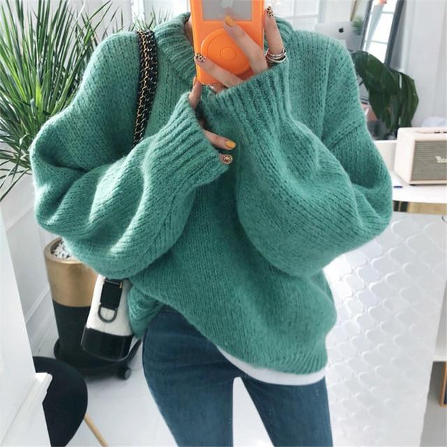Sweater Women 2020 Autumn Winter Fashion Solid O Neck Pullover Sweaters Korean Style Knitted Long Sleeve Jumpers Casual Tops