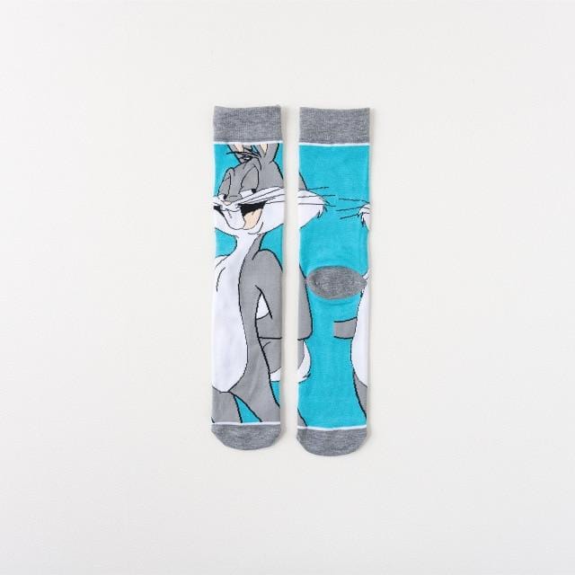 2020 Funny cartoon anime print socks rabbit duck fashion personalized novelty men women comfort breathable blue gray cotton sock