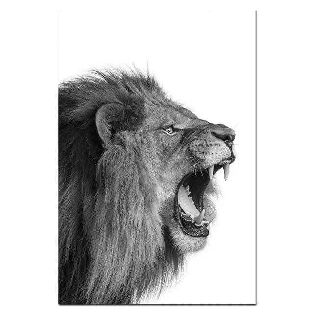 Lion and Lioness Canvas Poster Black White Woodlands Animal Wall Art Print Painting Nursery Wall Art Picture for Living Room