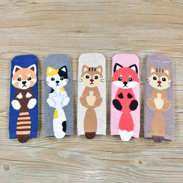 Women Socks popular New Cartoon Pug Kitten Pattern Cotton Socks Christmas Gifts Funny Cute Socks Woman