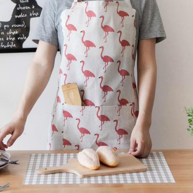 Nordic Style Apron Christmas Tree Deer Printing Brief Adult Apron with Big Pocket Kitchen Baking Cooking Accessories Bib Aprons