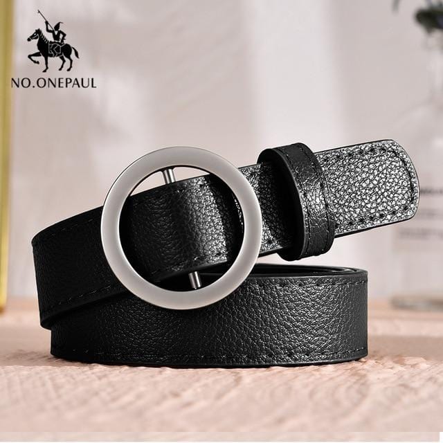 NO.ONEPAUL women belt Genuine Leather New Punk style fashion Pin Buckle jeans Decorative Belt Chain luxury brand belts for women