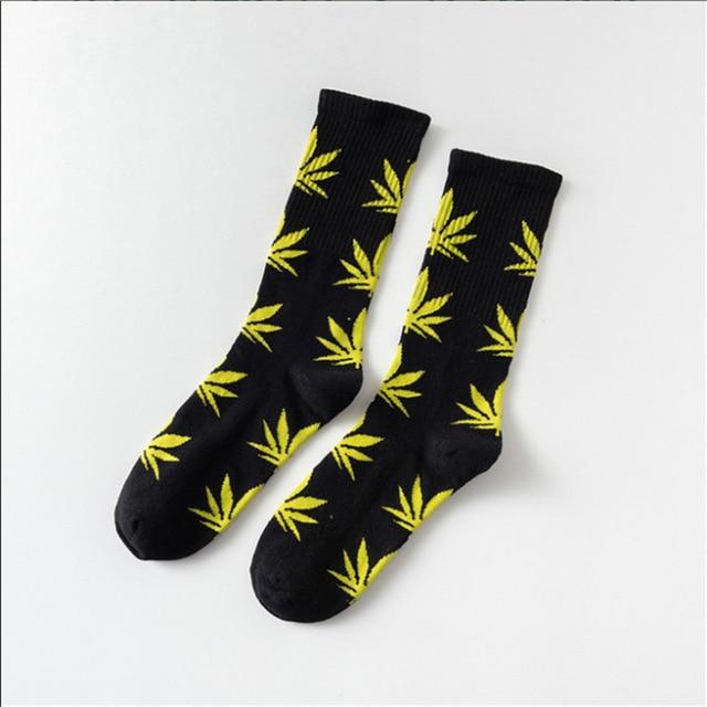 Moda Mulaya Funny Socks Women Comfortable High Quality Cotton Happy Hemp Leaf Maple Casual Long Weed Crew Sock Dress Harajuku