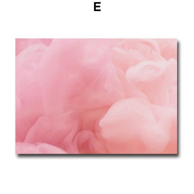 Pink Feather Peony Silk Building Sky Wall Art Canvas Painting Nordic Posters And Prints Wall Pictures For Living Room Home Decor