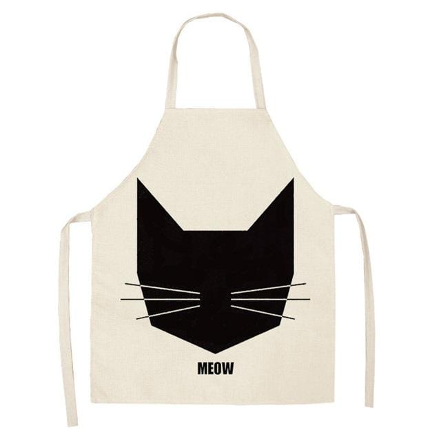 1Pcs Kitchen Apron Cute Cartoon Cat Printed Sleeveless Cotton Linen Aprons for Men Women Home Cleaning Tools 53*65cm WQ0029