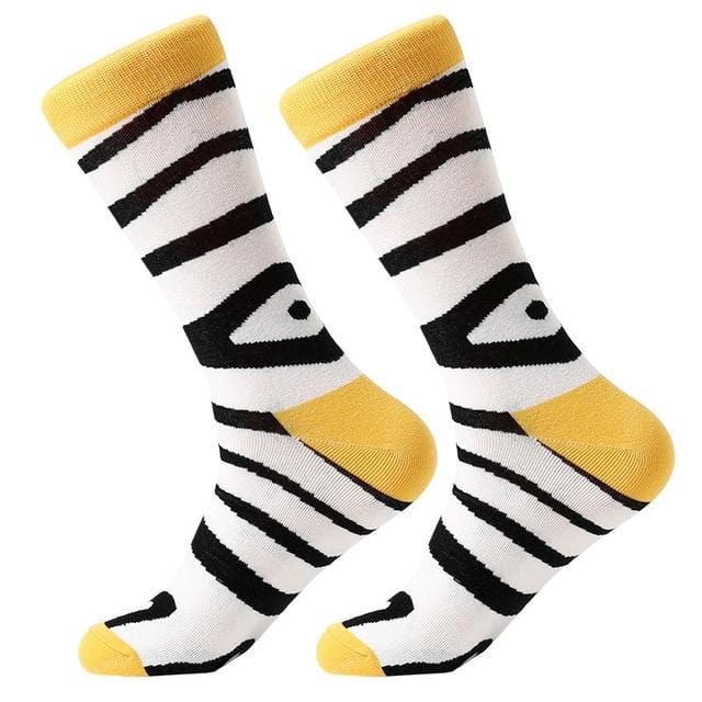 1 pair men socks combed cotton cartoon animal bird shark zebra corn watermelon sea food geometric novelty funny socks