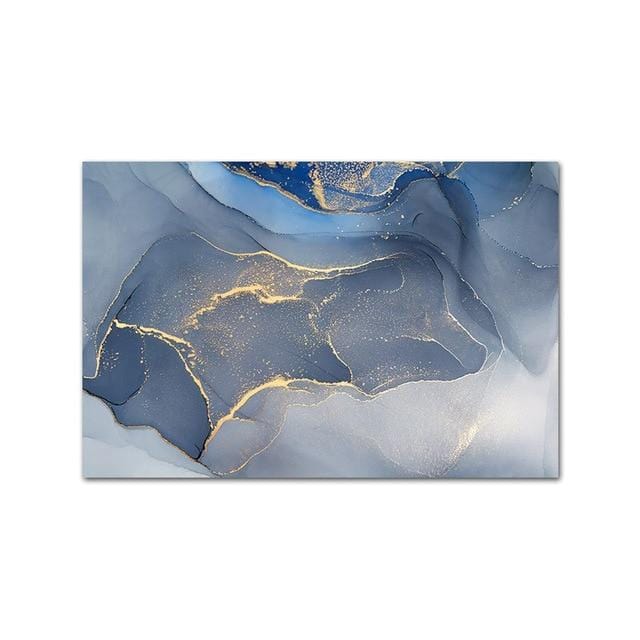 Marble Texture Abstract Poster Gold Blue Wall Art Print Modern Style Canvas Ink Painting Nordic Decorative Picture Home Decor