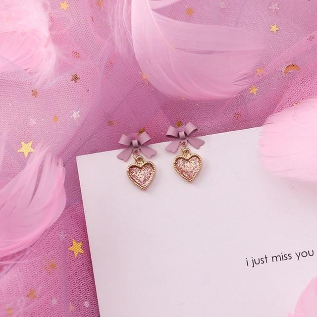 2019 Pink Earrings Korean Flower Sweet Geometric Earring Simulated Pearl pendientes mujer For Women Tassel Ear Jewelry brincos