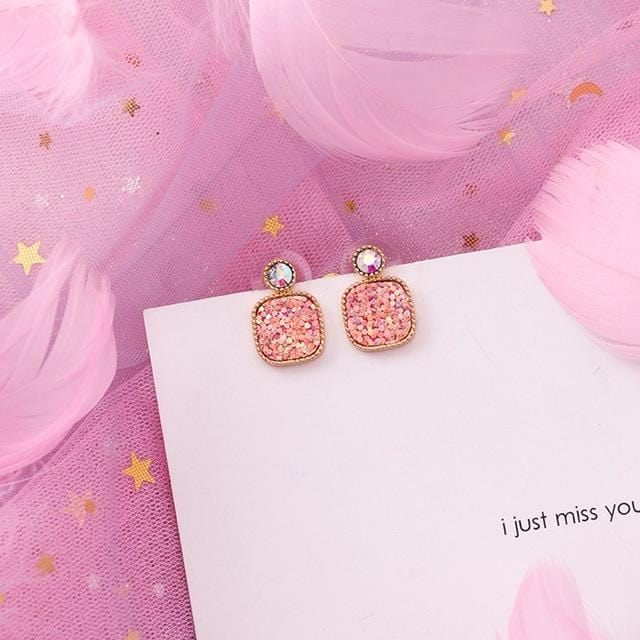 2019 Pink Earrings Korean Flower Sweet Geometric Earring Simulated Pearl pendientes mujer For Women Tassel Ear Jewelry brincos