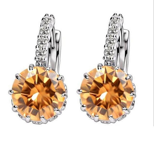 SHUANGR Fashion 10 Colors AAA CZ Element Stud Earrings For Women Vintage Crystal Earrings Statement Wedding Jewelry