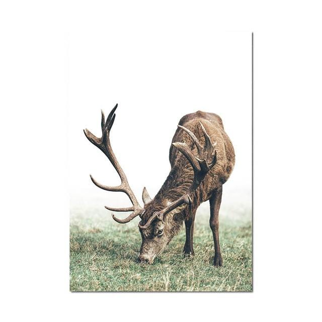 Scandinavian Poster Nordic Style Deer Wood Wall Art Canvas Print Painting Decorative Picture Modern Living Room Decoration