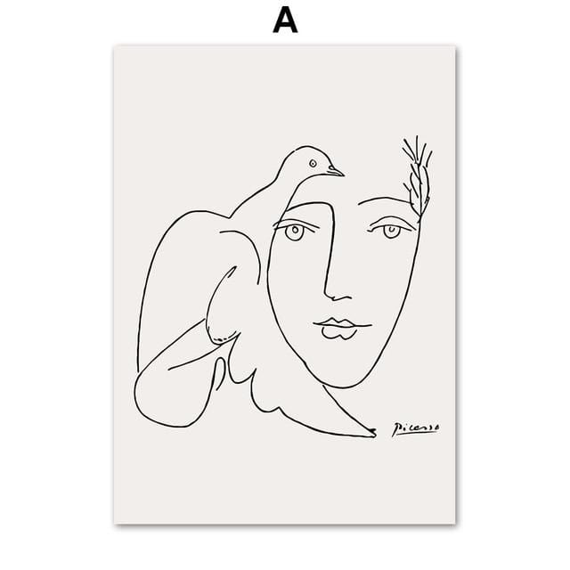 Picasso Matisse Girl Bird Line Drawing Wall Art Canvas Painting Nordic Posters And Prints Wall Pictures For Living Room Decor