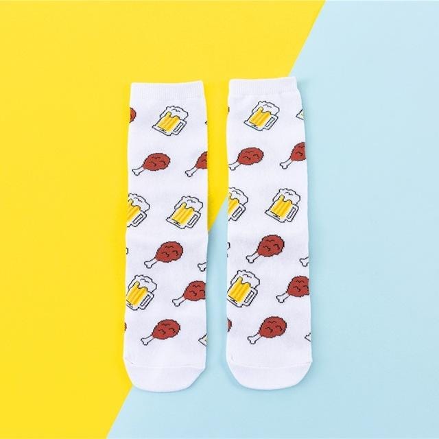 Hot Sales Funny Socks Women Casual Cartoon Fruit Banana Avocado Lemon Egg Cookie Donuts Happy Japanese Harajuku Skateboard Socks