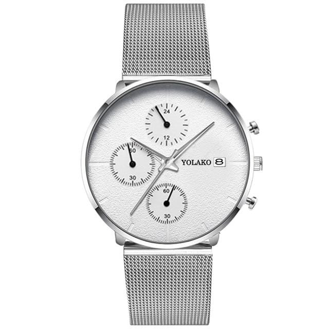 Men's Fashion Watch Stainless Steel Mesh Belt Calendar Quartz Sport Watches Business Casual Watch for Man Clock Montre Homme