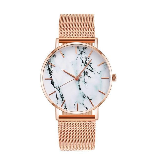 2020 Fashion Rose Gold Mesh Belt Creative Marble Women's Watch Luxury Women's Quartz Watch Gift Relogio Feminino Direct Shipping