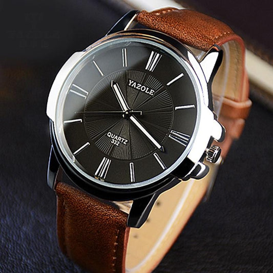 Newest YAZOLE Mens Watches Top Brand Luxury Blue Glass Watch Men Watch Waterproof Leather Roman Men's Watch Male Clock relojes