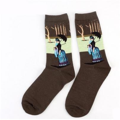 Autumn Winter NEW 3D Retro Personality Art Socks Unisex Women Men Funny Novelty Starry Night Vintage Socks Oil Happy Socks HOT