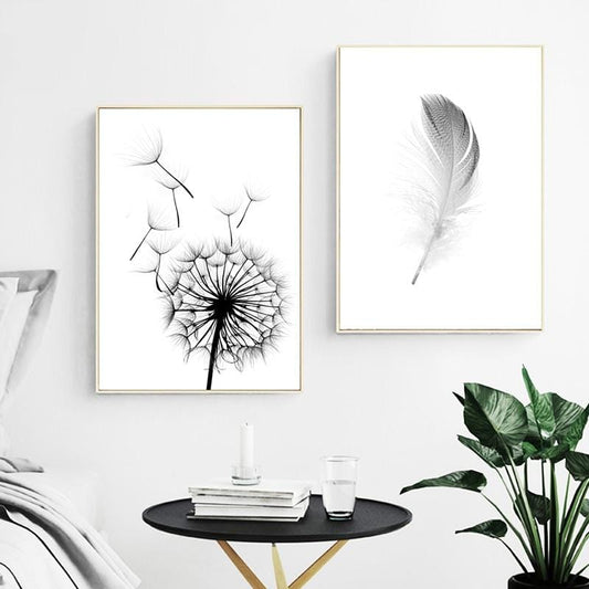Simple Quotes HD Wall Art Modular Picture Nordic Style Poster Feather Dandelion Canvas Painting Print Restaurant Home Decoration