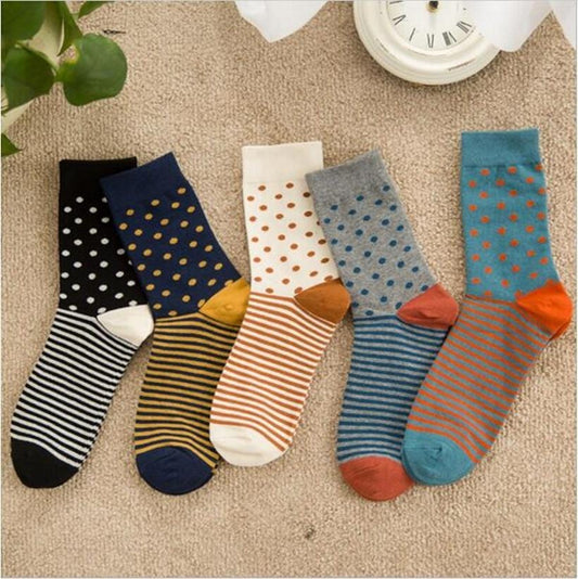 New Arrival high quality combed cotton men polka dot strip happy socks color brand designer casual novelty dress business