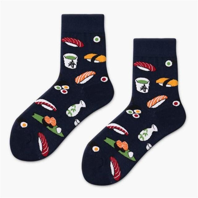 Harajuku Funny Sushi Socks Japanese Creative Cartoon Crew Socks Women Novelty Calcetines Mujer Sokken Female Girl Cute Socks