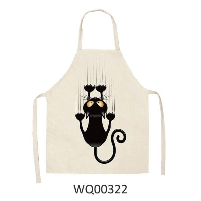 Cute cartoon cat print kitchen apron waterproof apron cotton linen easy to clean home tools 12 styles to choose from-Apron-Ultrabasic