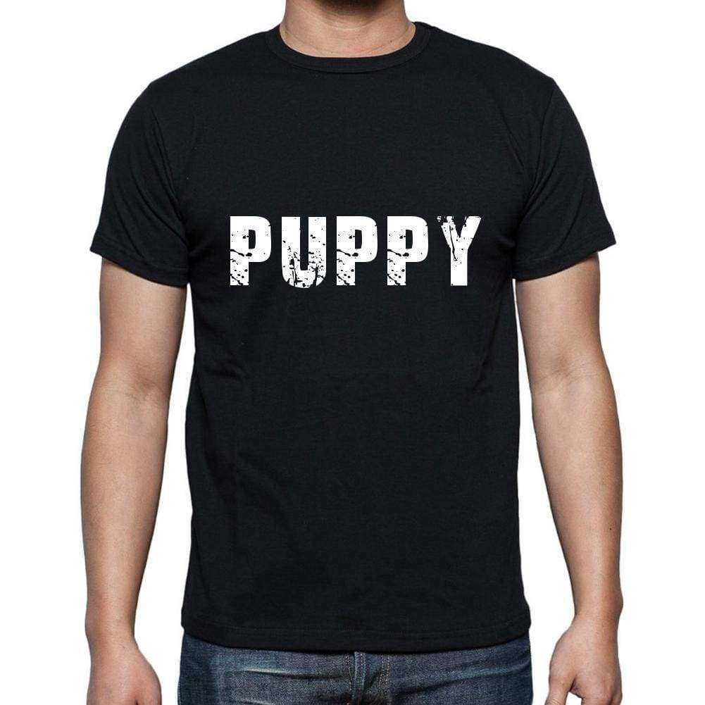 Puppy Mens Short Sleeve Round Neck T-Shirt 5 Letters Black Word 00006 - Casual