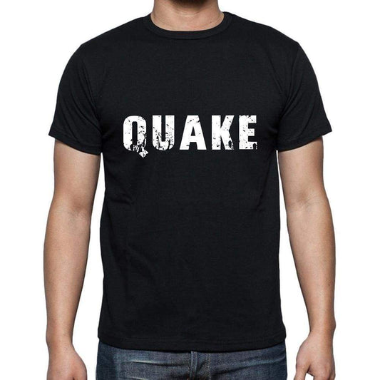 Quake Mens Short Sleeve Round Neck T-Shirt 5 Letters Black Word 00006 - Casual