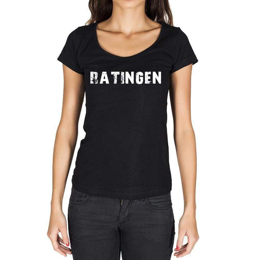 Ratingen German Cities Black Womens Short Sleeve Round Neck T-Shirt 00002 - Casual