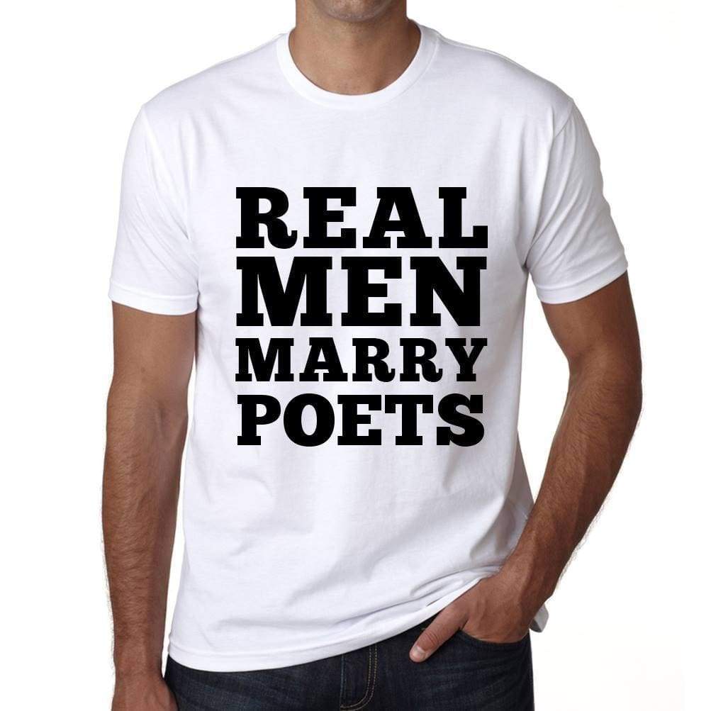 Real Men Marry Poets Mens Short Sleeve Round Neck T-Shirt - White / S - Casual