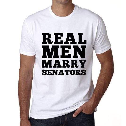 Real Men Marry Senators Mens Short Sleeve Round Neck T-Shirt - White / S - Casual