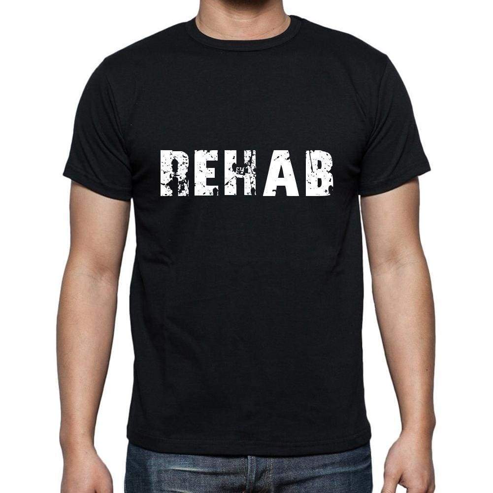 rehab Men's Short Sleeve Round Neck T-shirt , 5 letters Black , word 00006 - Ultrabasic