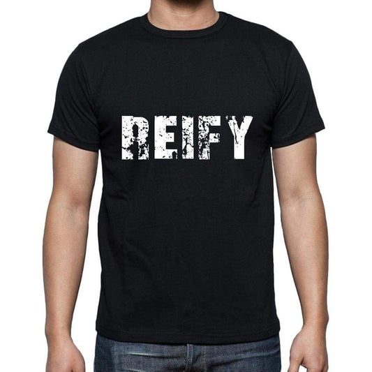 Reify Mens Short Sleeve Round Neck T-Shirt 5 Letters Black Word 00006 - Casual