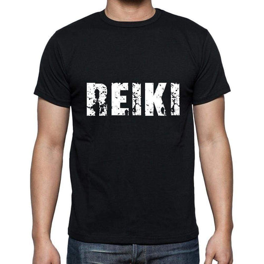 Reiki Mens Short Sleeve Round Neck T-Shirt 5 Letters Black Word 00006 - Casual