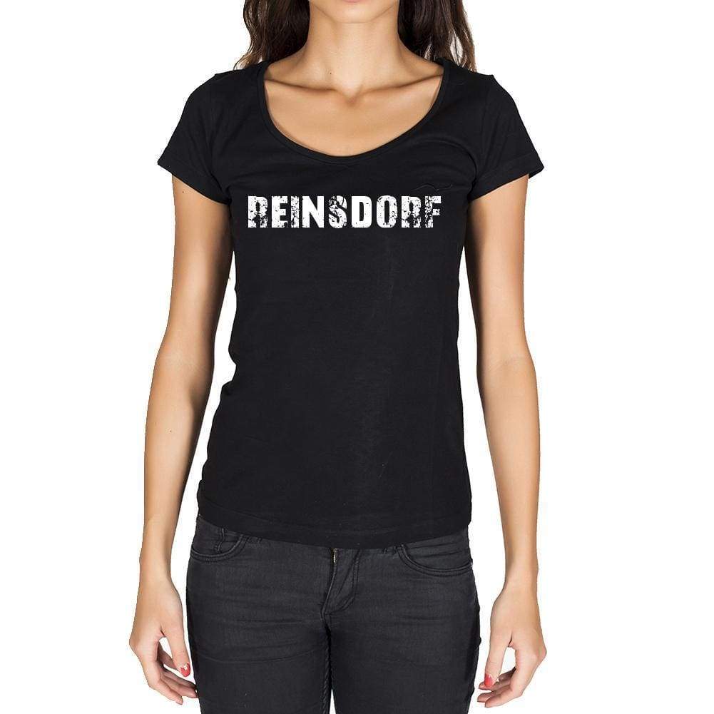 Reinsdorf German Cities Black Womens Short Sleeve Round Neck T-Shirt 00002 - Casual
