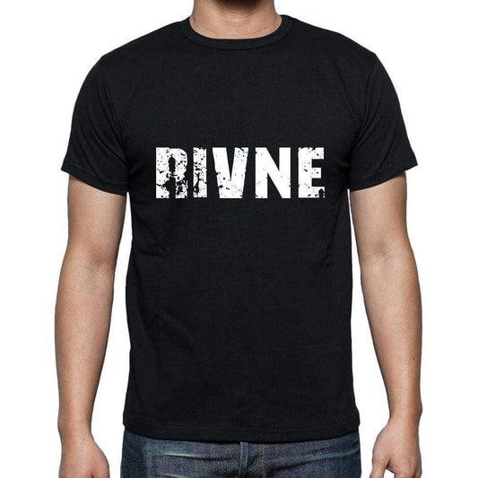 Rivne Mens Short Sleeve Round Neck T-Shirt 5 Letters Black Word 00006 - Casual