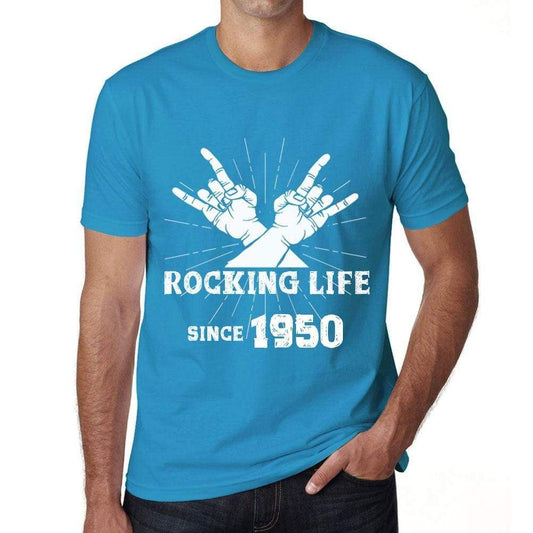 Rocking Life Since 1950 Mens T-Shirt Blue Birthday Gift 00421 - Blue / Xs - Casual