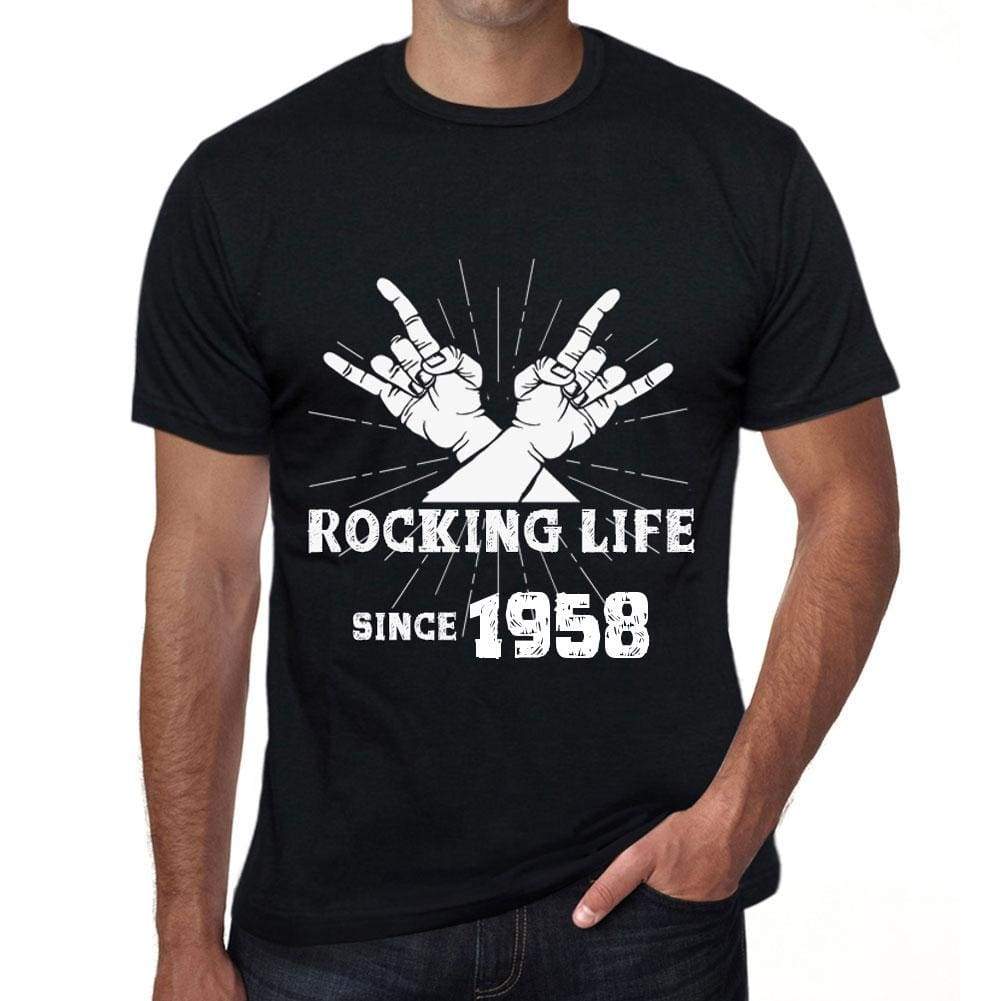 Rocking Life Since 1958 Mens T-Shirt Black Birthday Gift 00419 - Black / Xs - Casual