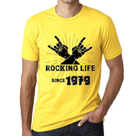 Rocking Life Since 1979 Mens T-Shirt Yellow Birthday Gift 00422 - Yellow / Xs - Casual